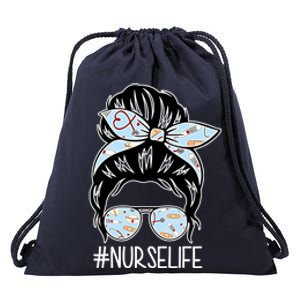 Nurse Life Female Bun Drawstring Bag