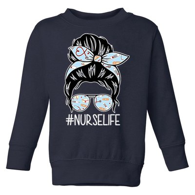 Nurse Life Female Bun Toddler Sweatshirt