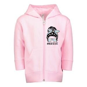 Nurse Life Female Bun Toddler Zip Fleece Hoodie