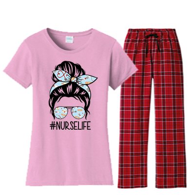 Nurse Life Female Bun Women's Flannel Pajama Set