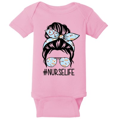 Nurse Life Female Bun Baby Bodysuit