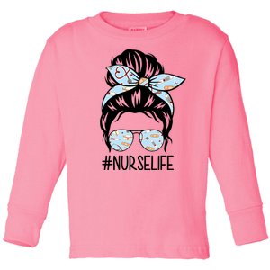 Nurse Life Female Bun Toddler Long Sleeve Shirt