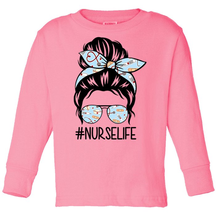 Nurse Life Female Bun Toddler Long Sleeve Shirt