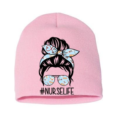 Nurse Life Female Bun Short Acrylic Beanie