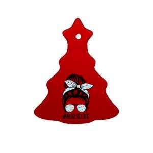 Nurse Life Female Bun Ceramic Tree Ornament