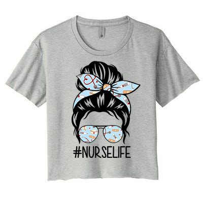 Nurse Life Female Bun Women's Crop Top Tee