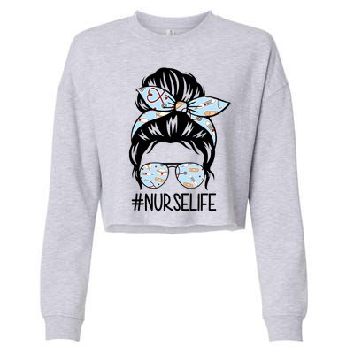 Nurse Life Female Bun Cropped Pullover Crew