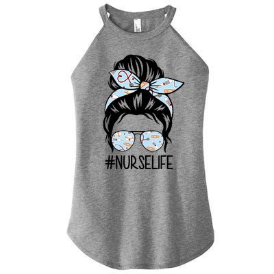 Nurse Life Female Bun Women's Perfect Tri Rocker Tank