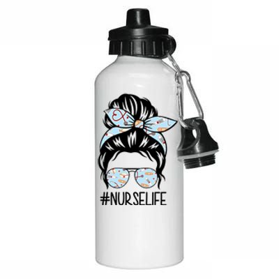 Nurse Life Female Bun Aluminum Water Bottle