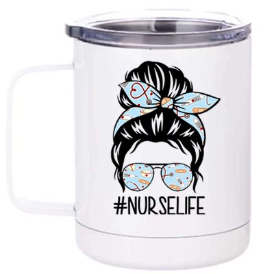 Nurse Life Female Bun 12 oz Stainless Steel Tumbler Cup