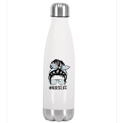 Nurse Life Female Bun Stainless Steel Insulated Water Bottle