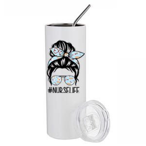 Nurse Life Female Bun Stainless Steel Tumbler