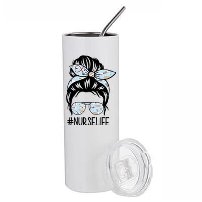 Nurse Life Female Bun Stainless Steel Tumbler