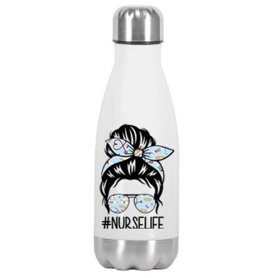 Nurse Life Female Bun Stainless Steel Insulated Water Bottle