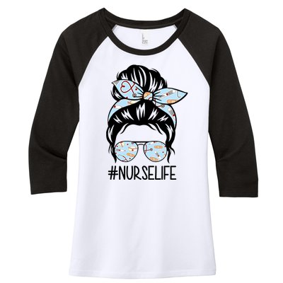 Nurse Life Female Bun Women's Tri-Blend 3/4-Sleeve Raglan Shirt