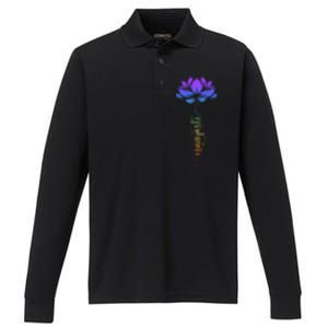 Namaste Lotus Flower Meditation Yoga Performance Long Sleeve Polo