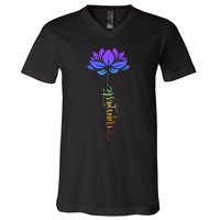 Namaste Lotus Flower Meditation Yoga V-Neck T-Shirt