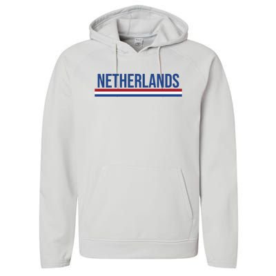 Netherlands Logo Gift Performance Fleece Hoodie