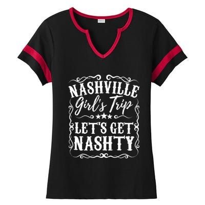 Nashville Lets Get Nashty Bachelorette Party Girls Trip Gift Ladies Halftime Notch Neck Tee