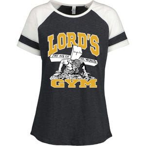 New Lord's Gym Cool Graphic Design Enza Ladies Jersey Colorblock Tee