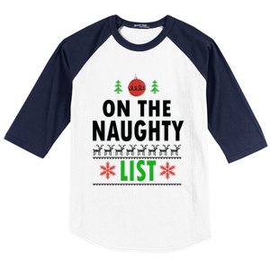 Naughty List Gift Santa Ugly Christmas Baseball Sleeve Shirt