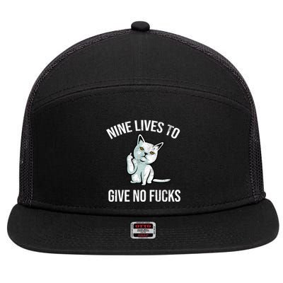 Nine Lives Give No Fucks 7 Panel Mesh Trucker Snapback Hat