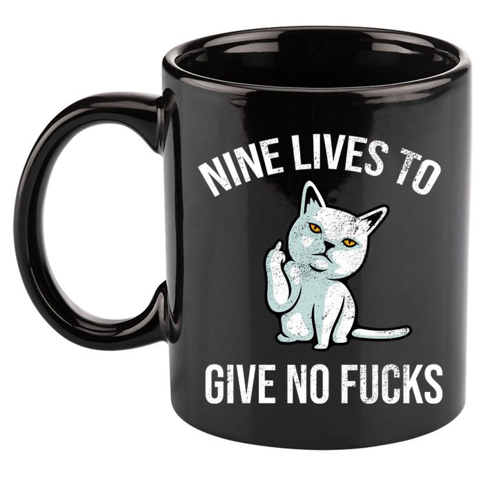 Nine Lives Give No Fucks 11oz C Handle Ceramic Mug