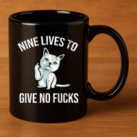Nine Lives Give No Fucks 11oz C Handle Ceramic Mug