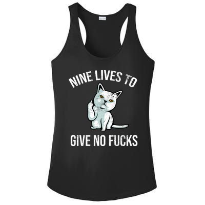 Nine Lives Give No Fucks Ladies PosiCharge Competitor Racerback Tank