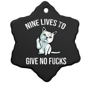 Nine Lives Give No Fucks Ceramic Star Ornament