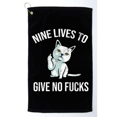 Nine Lives Give No Fucks Golf Towel