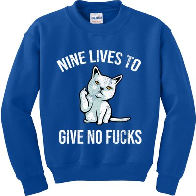 Nine Lives Give No Fucks Kids Sweatshirt