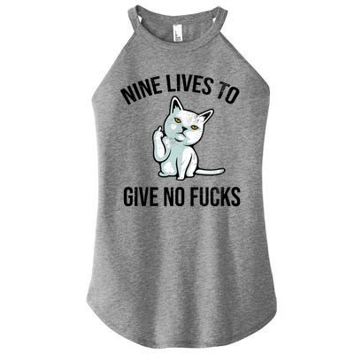 Nine Lives Give No Fucks Women’s Perfect Tri Rocker Tank