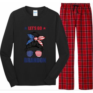 NEW Let's Go Brandon, American Girl Messy Bun, AntiBiden Long Sleeve Pajama Set