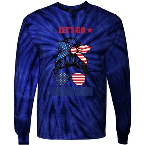 NEW Let's Go Brandon, American Girl Messy Bun, AntiBiden Tie-Dye Long Sleeve Shirt