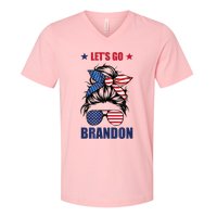 NEW Let's Go Brandon, American Girl Messy Bun, AntiBiden V-Neck T-Shirt