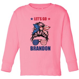 NEW Let's Go Brandon, American Girl Messy Bun, AntiBiden Toddler Long Sleeve Shirt