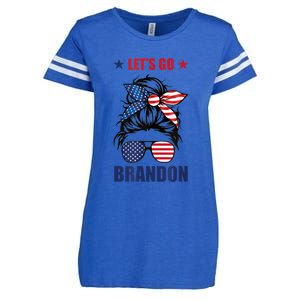 NEW Let's Go Brandon, American Girl Messy Bun, AntiBiden Enza Ladies Jersey Football T-Shirt