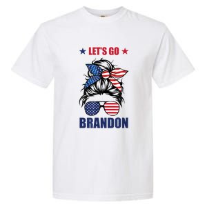 NEW Let's Go Brandon, American Girl Messy Bun, AntiBiden Garment-Dyed Heavyweight T-Shirt