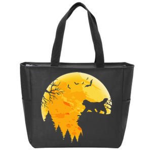 Newfie Lovers Halloween Moon Zip Tote Bag