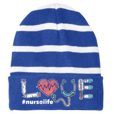 Nursery Life Hospital Clinic Nurse Gift Nurse Great Gift Striped Beanie with Solid Band