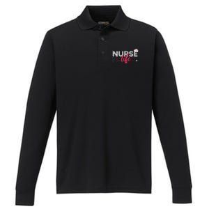 Nurse Life Hospital Rn Nursing Stethoscope Lpn Medical Nurse Gift Performance Long Sleeve Polo