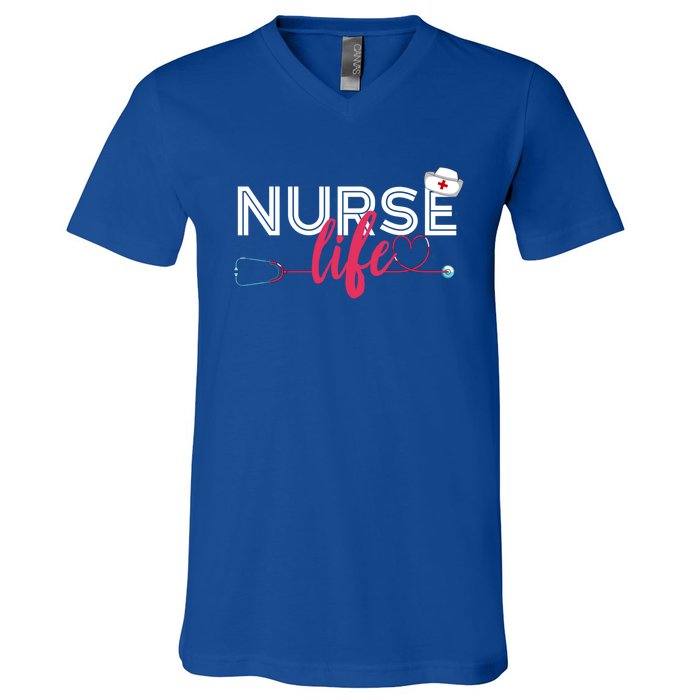 Nurse Life Hospital Rn Nursing Stethoscope Lpn Medical Nurse Gift V-Neck T-Shirt