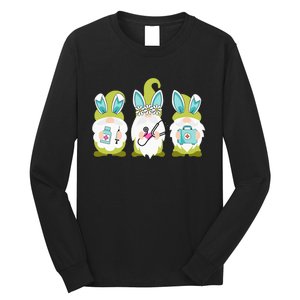 Nurses Love Happy Easter Nurse Life Funny Gnomes Stethoscope Long Sleeve Shirt