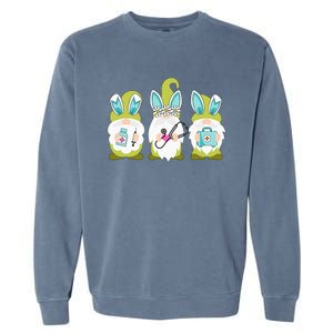 Nurses Love Happy Easter Nurse Life Funny Gnomes Stethoscope Garment-Dyed Sweatshirt