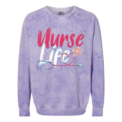 Nurse Life Hospital Medicine Stethoscope Medical Nurse Gift Colorblast Crewneck Sweatshirt