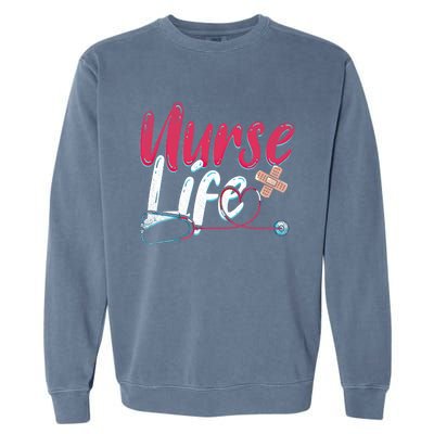 Nurse Life Hospital Medicine Stethoscope Medical Nurse Gift Garment-Dyed Sweatshirt