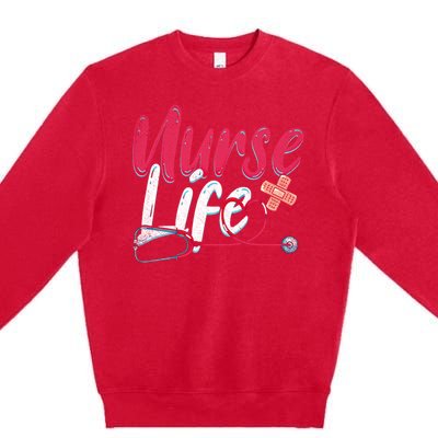 Nurse Life Hospital Medicine Stethoscope Medical Nurse Gift Premium Crewneck Sweatshirt