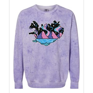 Northern Lights Island Map Colorblast Crewneck Sweatshirt