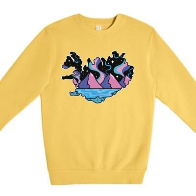 Northern Lights Island Map Premium Crewneck Sweatshirt